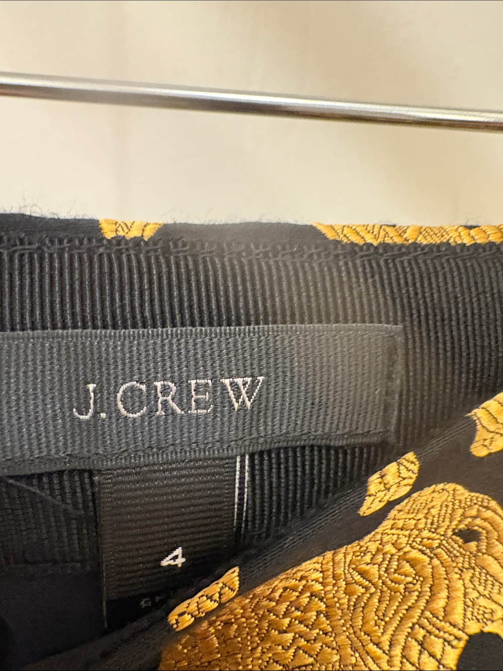 J. Crew Black Mini Skirt with Gold Elephant Jacquard - Picture 2 of 3